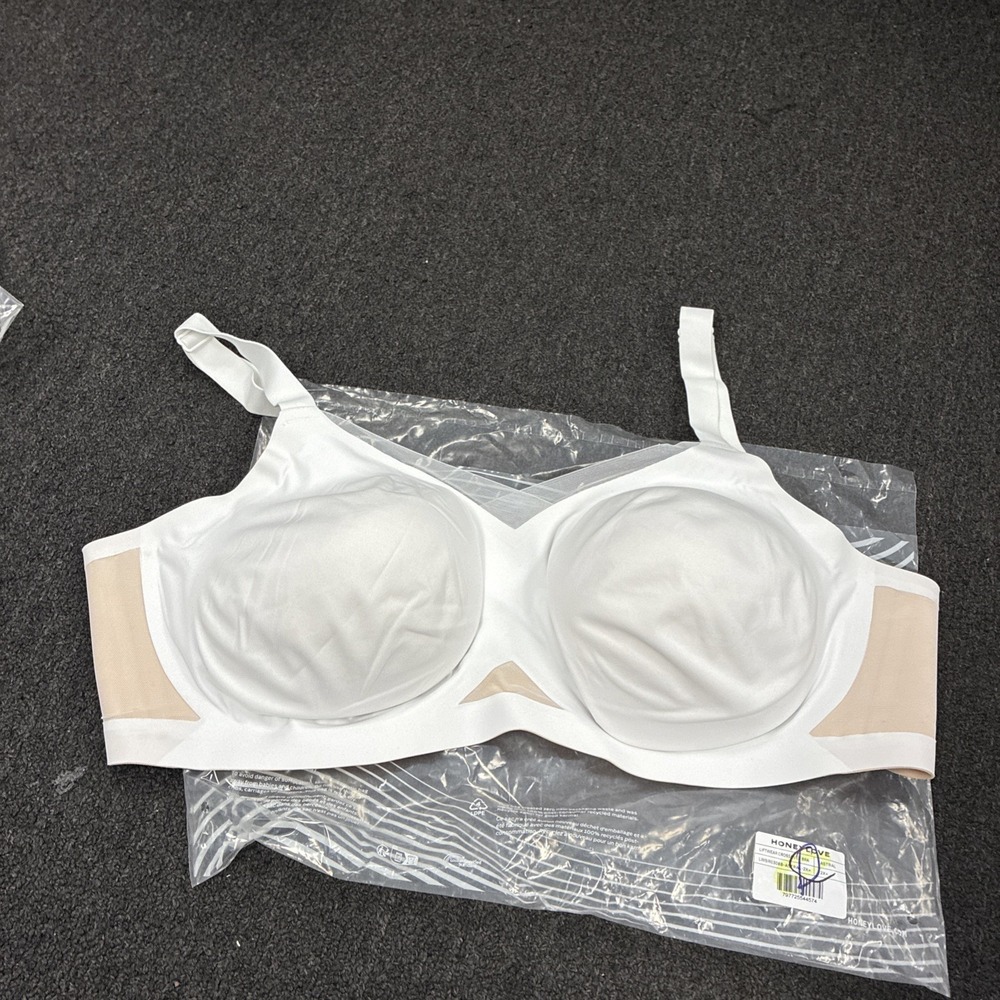Honeylove Silhouette Bra Sand White Lace Mesh Wire-Free SZ 2X+ NEW NWT